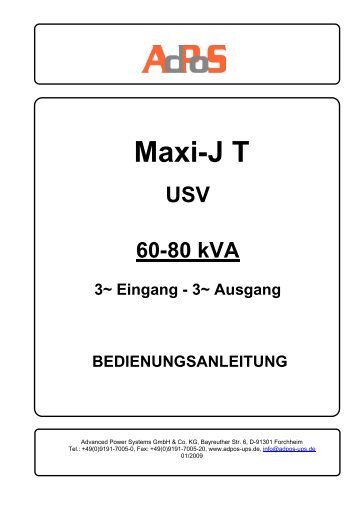 T100 Series 2-15kVA User Manual - AdPoS USV