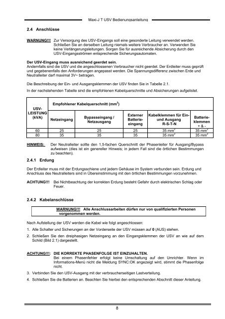 T100 Series 2-15kVA User Manual - AdPoS USV