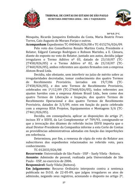 ata da 16Âª sessÃ£o ordinÃ¡ria da segunda cÃ¢mara, realizada em 31 ...