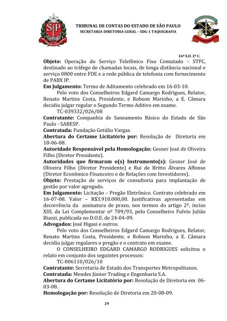 ata da 16Âª sessÃ£o ordinÃ¡ria da segunda cÃ¢mara, realizada em 31 ...