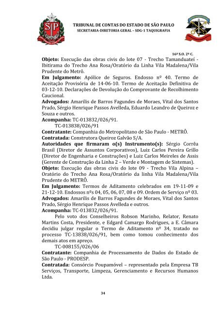 ata da 16Âª sessÃ£o ordinÃ¡ria da segunda cÃ¢mara, realizada em 31 ...