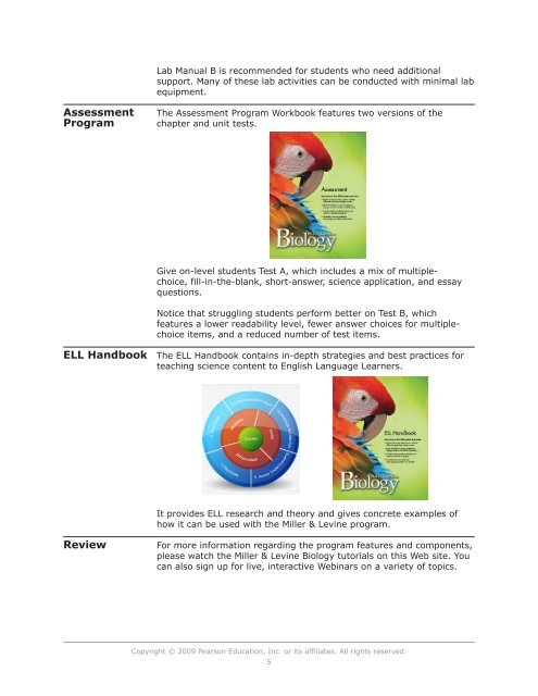 Miller & Levine Biology : On-Level Components - my Pearson Training