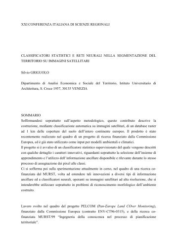 Classificatori Statistici e Reti Neurali nella segmentazione ... - Circe