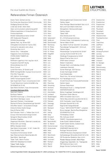 Referenzliste Firmen Österreich - Leitner Ergomöbel