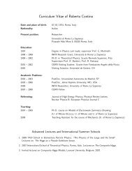 Curriculum Vitae of Roberto Contino - Dipartimento di Fisica