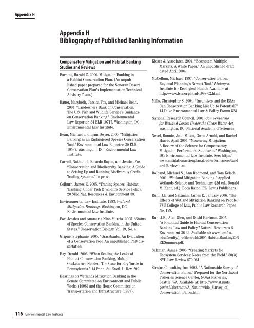 Design of US Habitat Banking Systems to Support the Conservation ...