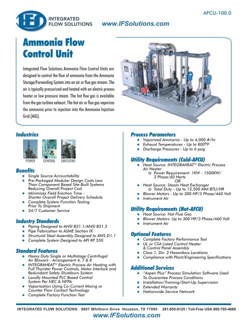 Ammonia Flow Control Unit - Integrated Flow Solutions