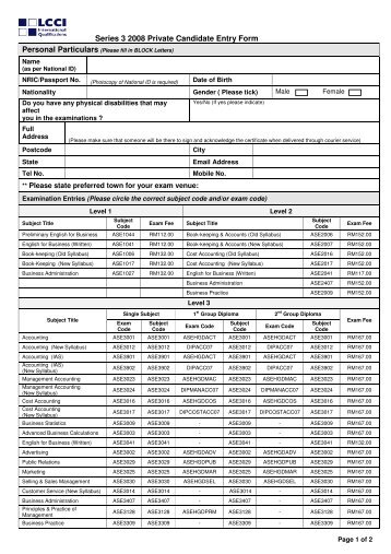 Series 3 2008 Private Candidate Entry Form - Home - LCCI ...