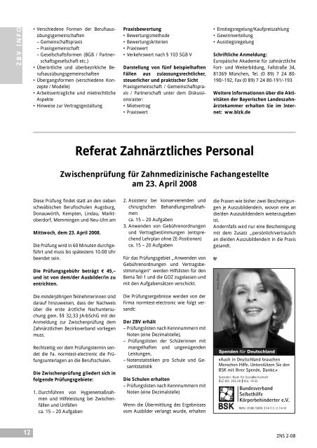 ZNS - Zahnärztlicher Bezirksverband Schwaben