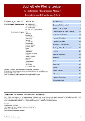 SucheBiete Kleinanzeigenzeitung Judenau - Kostenlose ...