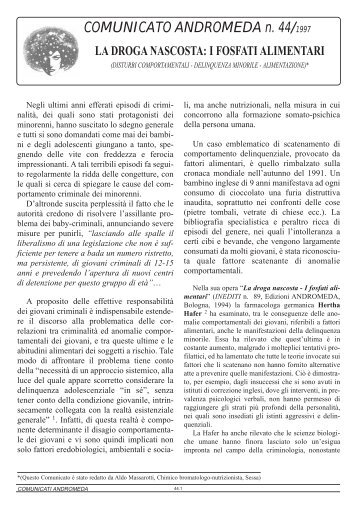 COMUNICATO ANDROMEDA n. 44/1997 - Viveremeglio.org