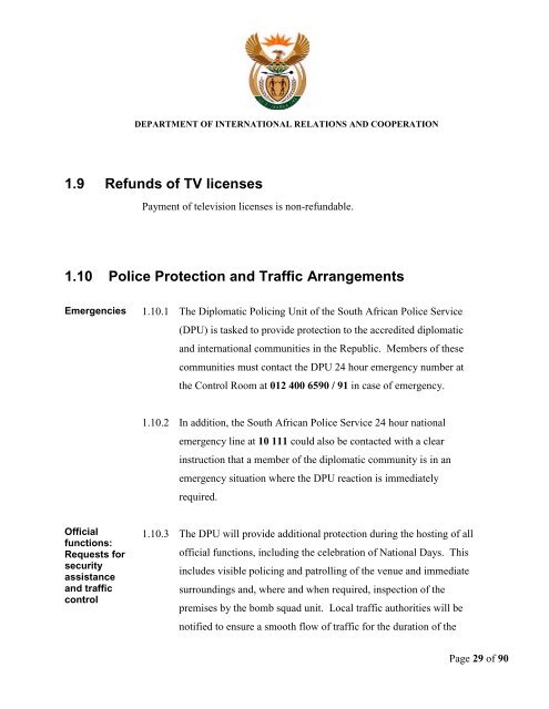 Policy on the Management of Diplomatic Immunities and Privileges ...