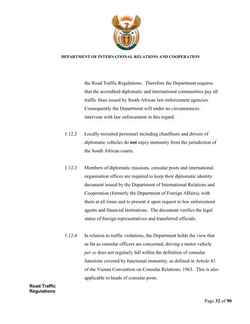 Policy on the Management of Diplomatic Immunities and Privileges ...