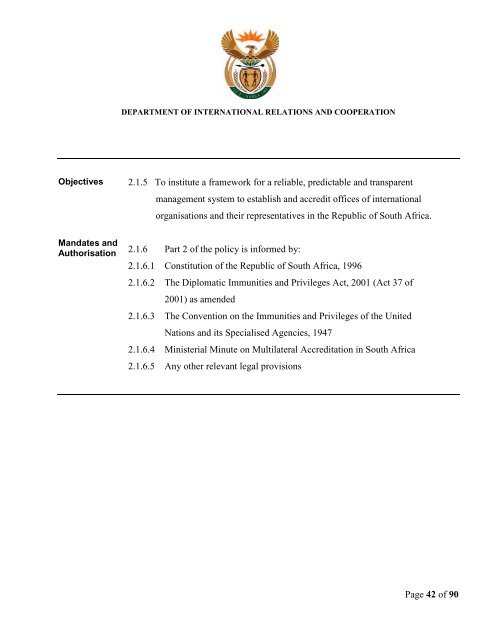 Policy on the Management of Diplomatic Immunities and Privileges ...