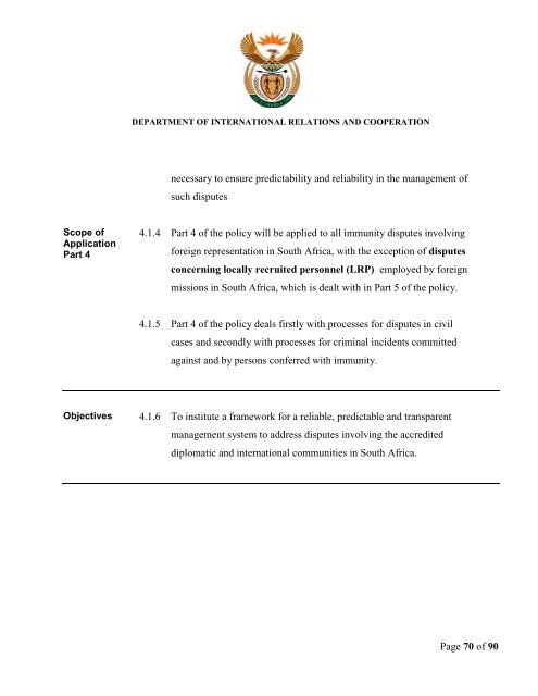 Policy on the Management of Diplomatic Immunities and Privileges ...