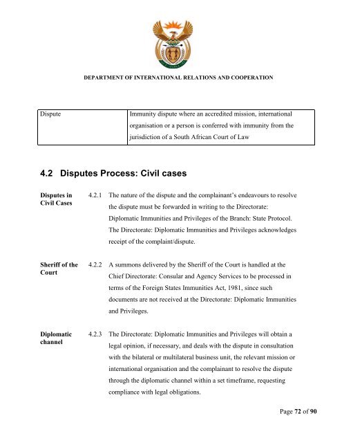 Policy on the Management of Diplomatic Immunities and Privileges ...