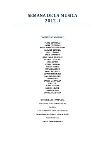 SEMANA DE LA MÃSICA 2012 -I - Universidad de Pamplona