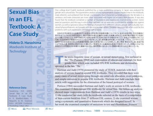 Sexual Bias in an EFL Textbook: A Case Study - JALT Publications
