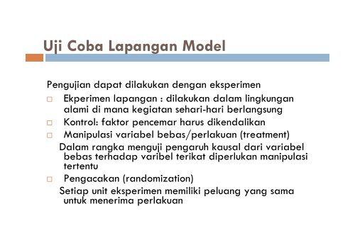 UJI COBA MODEL (VALIDASI)