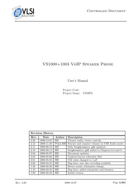 VS1000+1003 VoIP Speaker Phone - VLSI Solution
