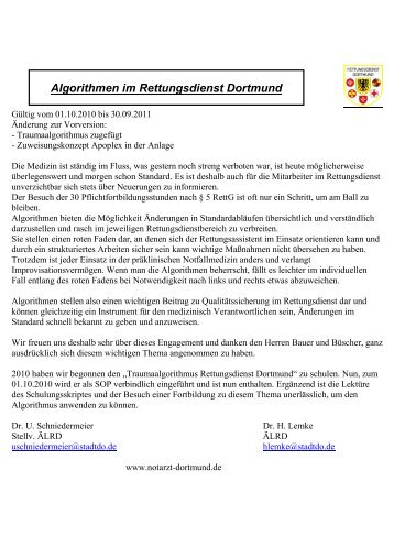 SOP Rettungsdienst Dortmund Version 1.0 gÃ¼ltig ... - Notarzt-dortmund