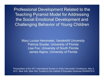 Professional Development Related to the Teaching Pyramid Model ...