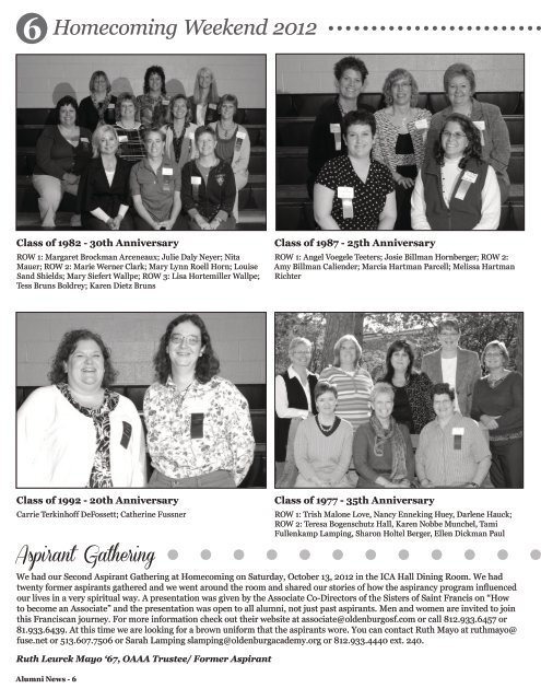 Spring 2013 Alumni Newsletter - Oldenburg Academy