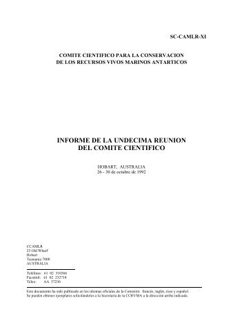 informe de la undecima reunion del comite cientifico - CCAMLR