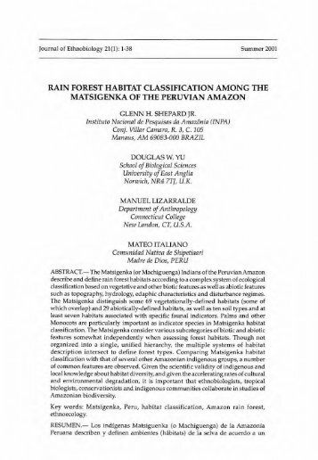 rain forest habitat classification among the matsigenka of the ...