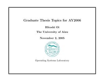 Graduate Thesis Topics for AY2006