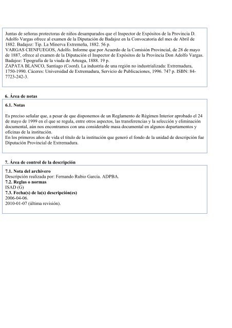 1. Ãrea de identificaciÃ³n 1.1. CÃ³digo de referencia ES. 06015 ...