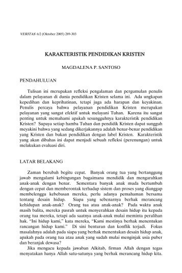 KARAKTERISTIK PENDIDIKAN KRISTEN