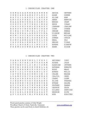 1 Chronicles Bible Word Search Puzzles - Woodbine Church of Christ