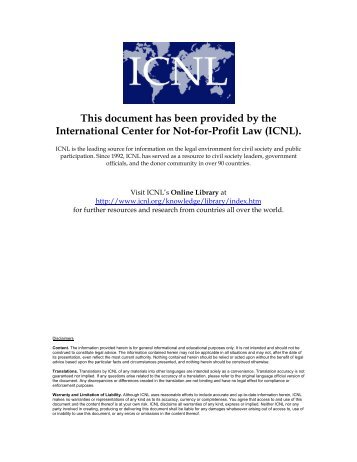 This document has been provided by the International Center for Not ...