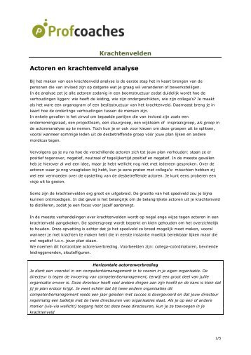 Krachtenvelden Actoren en krachtenveld analyse