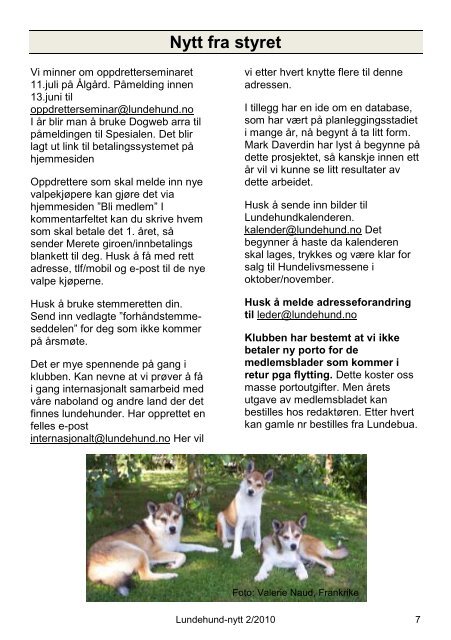 Lundehund-nytt 2/2010 - Norsk Lundehund Klubb