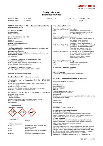 Safety data sheet Silicon tetrafluoride - BOConline UK