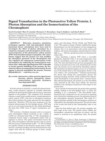 Signal Transduction in the Photoactive Yellow Protein. I ... - CompBio