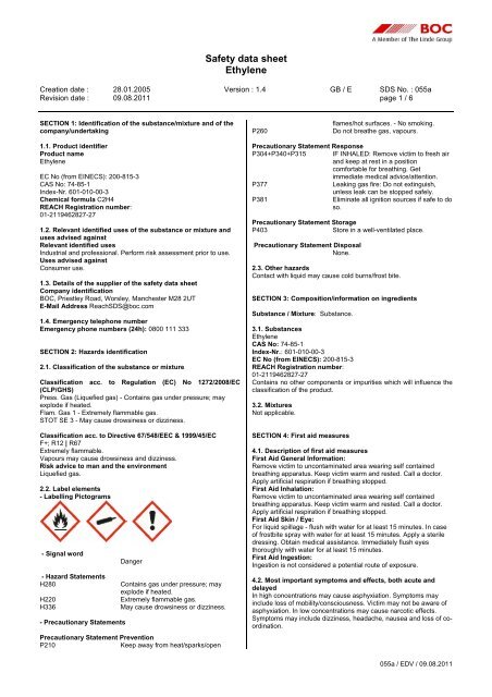 Safety data sheet Ethylene BOConline UK