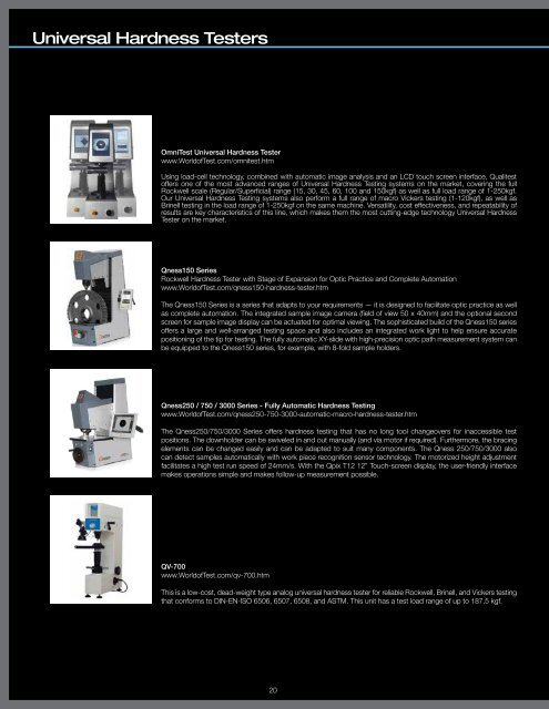 Hardness Testing Technologies - QUALITEST â WorldofTest.com