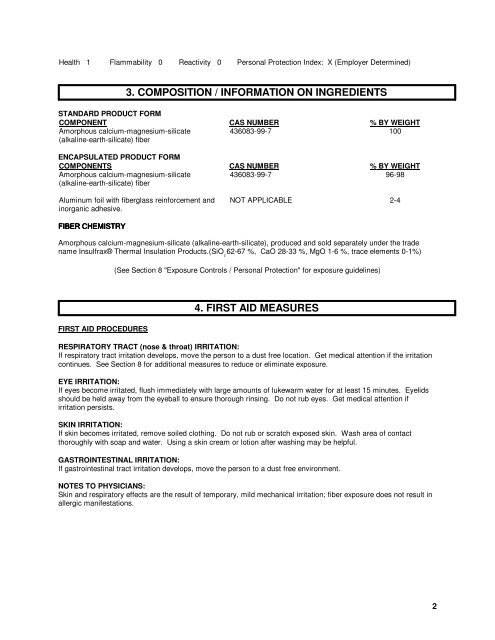 Elite 1.5 Material Safety Datasheet - Unifrax