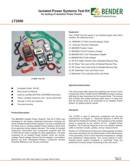LT2000 Isolated Power Systems Test Kit