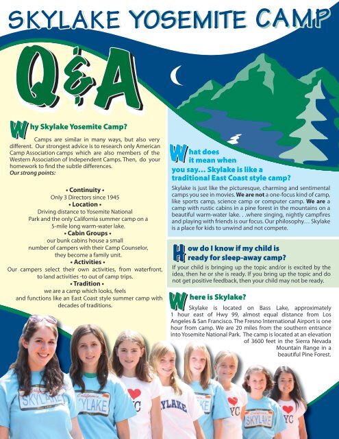 Q&A in PDF format - Skylake Yosemite Camp