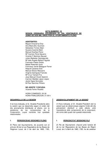 1 acta numero 10 sesion ordinaria celebrada el - Alboraya