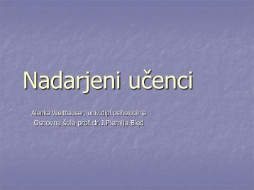 Nadarjeni učenci - Osnovna šola prof. dr. Josipa Plemlja Bled