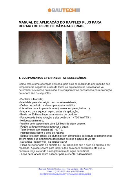 Pisos de camaras frias com estufa - Rapflex Plus.pdf - Impercia.com.br