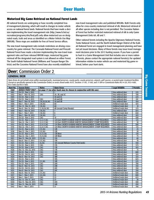 2013-14 Arizona Hunting Regulations - Arizona Game and Fish ...