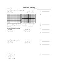 Precalculus - Worksheet Section 1.3 Name