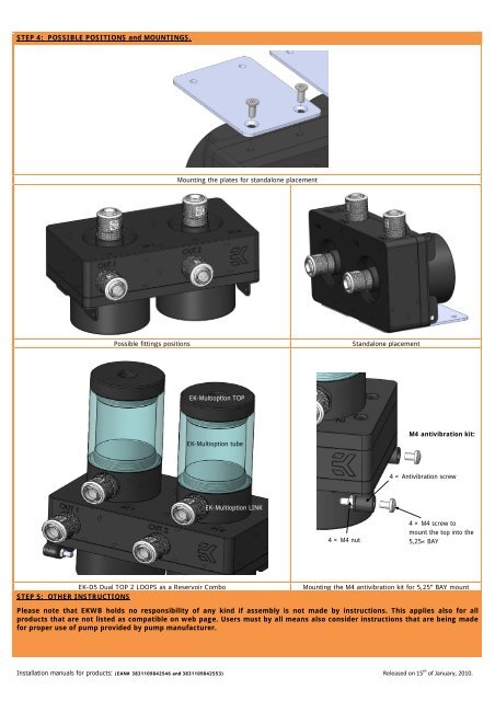 Installation and mounting manual for EK-D5 Dual TOP 2 ... - EKWB