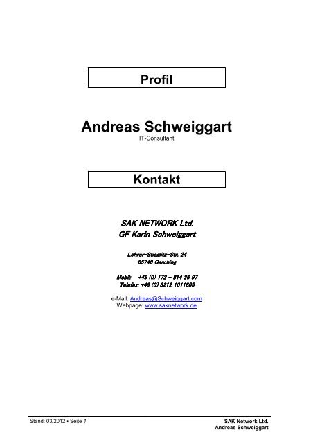 Profil Andreas Schweiggart - sak | network ltd.